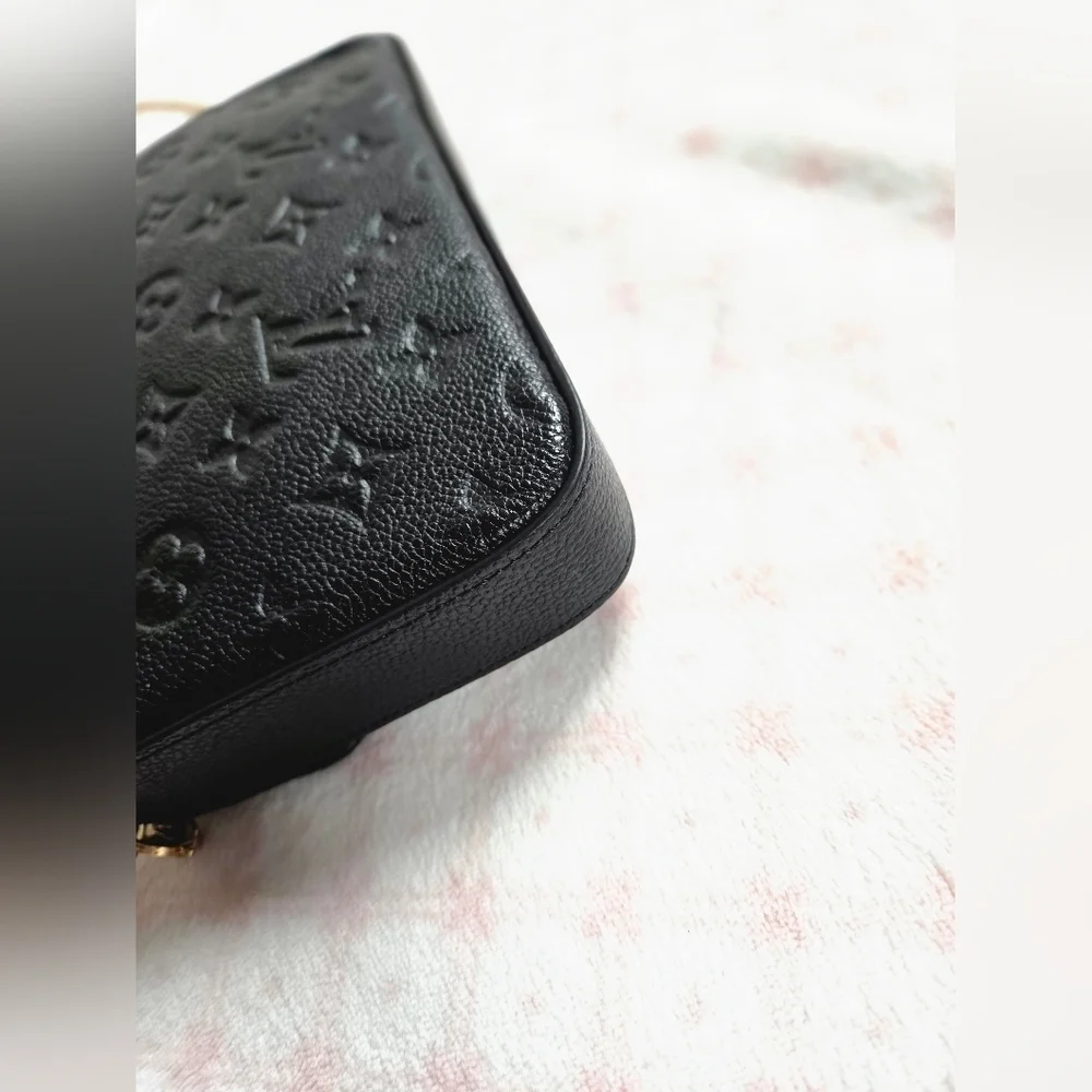 Louis Vuitton Félicie Pochette – Black Empreinte Leather, 100% Authentic